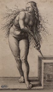 Lucretian itsemurha vuosina 1514-1515 (kaiverrus). tekijältä Lucas van Leyden