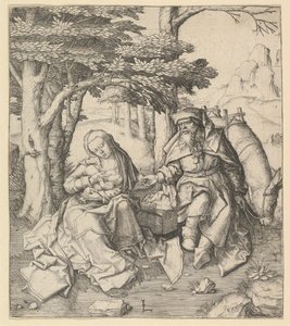Lepää lennolla Egyptiin, n. 1506. tekijältä Lucas van Leyden