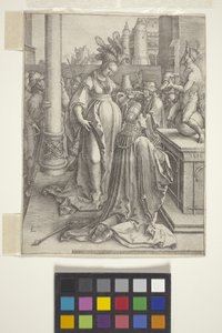 Salomonin epäjumalanpalvelus (kaiverrus) tekijältä Lucas van Leyden