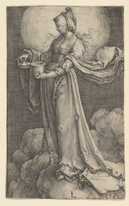 Pyhä Maria Magdaleena pilvien päällä, 1518. tekijältä Lucas van Leyden