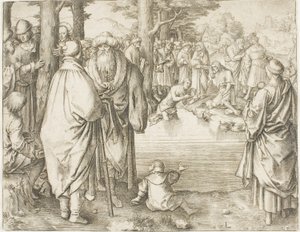 Kristuksen kaste Jordan-joessa tekijältä Lucas van Leyden