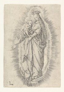 Kruunattu neitsyt lapsen kanssa kunniassa, n. 1512. tekijältä Lucas van Leyden