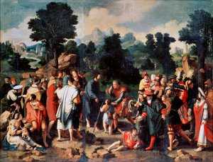 Jerikon sokean miehen paraneminen, keskuspaneeli, 1531. tekijältä Lucas van Leyden