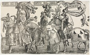 Yhdeksän sankaria: Joshua, David, Judas Maccabees, 1515-1517. tekijältä Lucas van Leyden