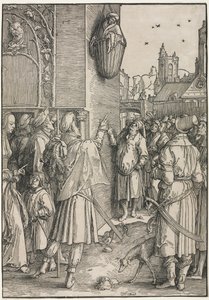 Naisten voima: Runoilija Vergilius ripustettuna koriin, n. 1512. tekijältä Lucas van Leyden