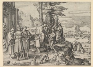 Tuhlaajapojan paluu, n. 1510. tekijältä Lucas van Leyden