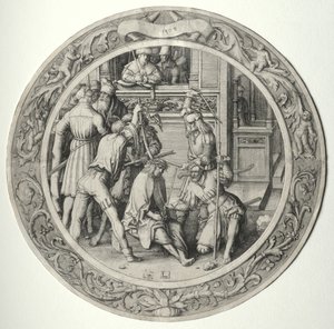 Pyöreä passio: orjantappuroilla kruunattu Kristus tekijältä Lucas van Leyden