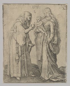 Neitsyt lapsen kanssa ja Pyhä Anna, 1516. tekijältä Lucas van Leyden
