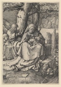 Neitsyt ja lapsi kahden enkelin kanssa, 1523. tekijältä Lucas van Leyden