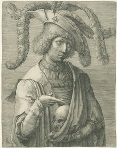 Nuori mies kallon kanssa tekijältä Lucas van Leyden