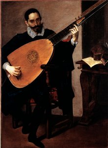 Herttuakappelin muusikon Gerolamo Gallon muotokuva Luciano Borzonen maalaus (1590-1645) Genes, Galleria di Palazzo Bianco tekijältä Luciano Borzone