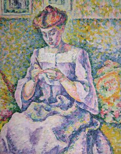 Nainen virkkaamassa, 1908 tekijältä Lucie Cousturier