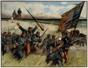 Primera Guerra Mundial (1914-1918): “” Charge à la baionnette en septembre 1914”” Pintura de Lucien Hector (Lucien-Hector) Jonas (1880 -1947) 1914 París. Museu finès de les dues guerres mundials