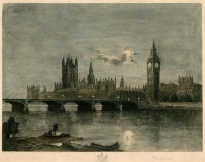 Westminster yöllä värillinen kaiverrus