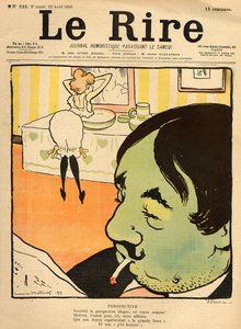 Humoristinen sarjakuva Le Riren etukannessa, 22. huhtikuuta 1899 (värilitho) tekijältä Lucien Metivet