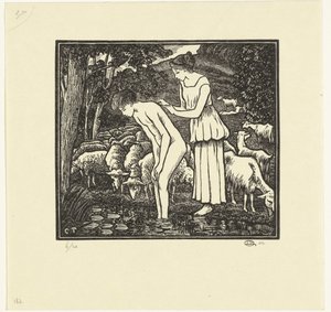 Daphniksen pesee Cloë Daphnis et Chloé (sarjan nimi) tekijältä Lucien Pissarro