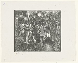 Fakkeloptochtista Daphnis ja Chloe, soihtukulkue Daphnis ja Chloe (sarjan nimi) tekijältä Lucien Pissarro