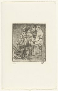 Viiden istuvan tytön ryhmä tekijältä Lucien Pissarro