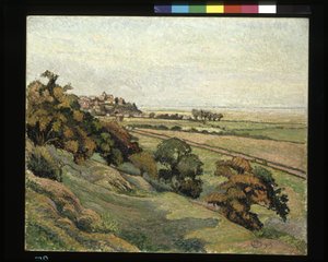 Rye from Cadborough, Sunset (öljy kankaalle) tekijältä Lucien Pissarro