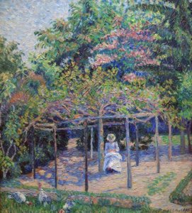 Kalkkunat (tai Esther in the Garden, Eragny) tekijältä Lucien Pissarro