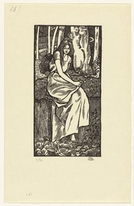 Nainen metsässä Metsän tyttö tekijältä Lucien Pissarro
