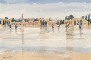 Tuuli ja sade temppelivuorella, Jerusalem, 2019 (w/c paperilla) tekijältä Lucy Willis
