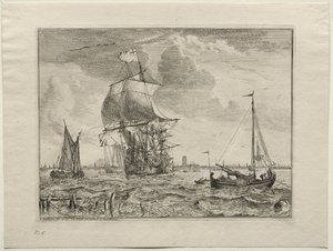 Merimaisema Amsterdamin kaukaisuudessa, 1701. tekijältä Ludolf Backhuysen
