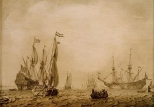 Schiffe auf der Reede von Vlissingen (?) tekijältä Ludolf Backhuysen