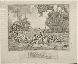 Amsterdamin henkilöitymä ratsastaa Neptunuksen vaunuissa, 1701. tekijältä Ludolf Backhuysen