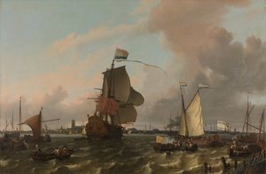 Man-of-War Brielle Maas-joella Rotterdamin edustalla Fregatti "Brielle" Maasilla Rotterdamin edustalla