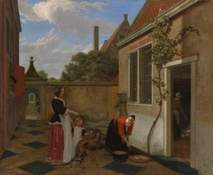 Kohtaus sisäpihalla, 1660-luvun alku (öljy kankaalle)