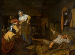Sotilaat Reveillessä, noin 1650 (öljy paneelissa)