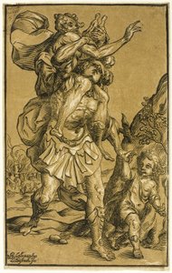 Aeneas kantamassa isäänsä, Anchises