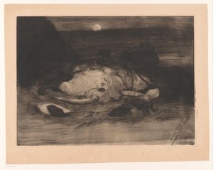 Ray ja kala rannalla kuunvalossa tekijältä Ludovic Napoléon Lepic