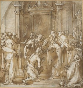Saint Vincent Ferrer ottaa vaatteet tekijältä Ludovico Cardi called Cigoli