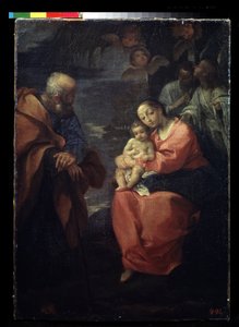 ""Pyhä perhe lepää lennossa Egyptiin"" (Pyhä perhe palmun alla (Lepää lennossa Egyptiin)) Ludovico Carraccin (Ludovic Carracci) maalaus tekijältä Ludovico Carracci