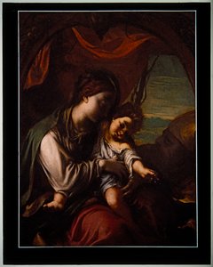 Madonna ja lapsi sekä Pyhä Antonius Abbott (paneeli) tekijältä Ludovico Carracci