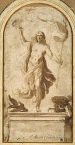 The Resurrection (kynä ja ruskea muste ruskealla pesulla) tekijältä Ludovico Carracci