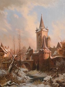 Carl Ludwig Ferdinand Messmannin linna maisema talvella tekijältä Ludvig Messmann