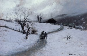 Mies hevosen ja reki kanssa tekijältä Ludvig Skramstad