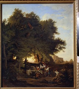 Kaivolla. Ludwig Richterin (1803-1884) maalaus. Saksalaista taidetta. Öljy kankaalle. Alueellinen I. Kramskoin taidemuseo, Voronezh (Voronezh), Venäjä.