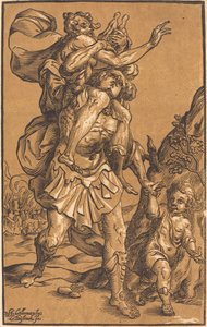 Aeneas pelastaa isänsä Troijasta tekijältä Ludwig Büsinck after Georges Lallemand
