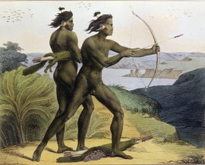 Metsästys San Franciscon lahdella, teoksesta "Voyage Pittoresque Autour du Monde", kaiverrettu Jean Augustin Franquelin (1798-1839), julkaistu 1822