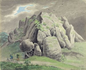 Scharfenstein lähellä Gudensbergiä tekijältä Ludwig Emil Grimm