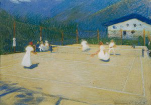 Tenniskenttä Gossensassissa, 1908.