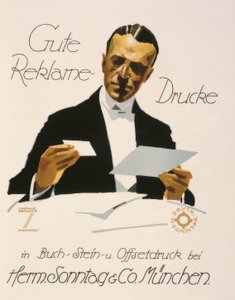 Hyviä mainosjulisteita Hermillä. Sunnuntai ja Co. München tekijältä Ludwig Hohlwein