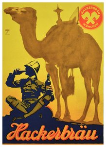 Hackerbrau-oluen julistemainos, n. 1930 (litografia) tekijältä Ludwig Hohlwein