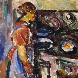 Tyttö keittiössä; Hauki I Kjokken, 1921