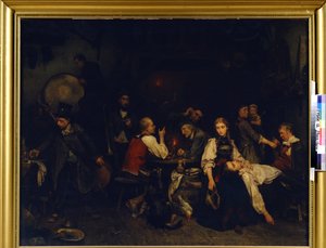 Lendemain de fete (juhlan jälkeinen aamu). Ludwig Knausin (1829-1910) maalaus
