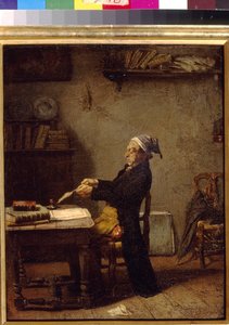 Knaus, Ludwig (1829-1910) työskentelevä tutkija. Öljy puulle. Valtion A. Pushkinin kuvataidemuseo, Moskova tekijältä Ludwig Knaus